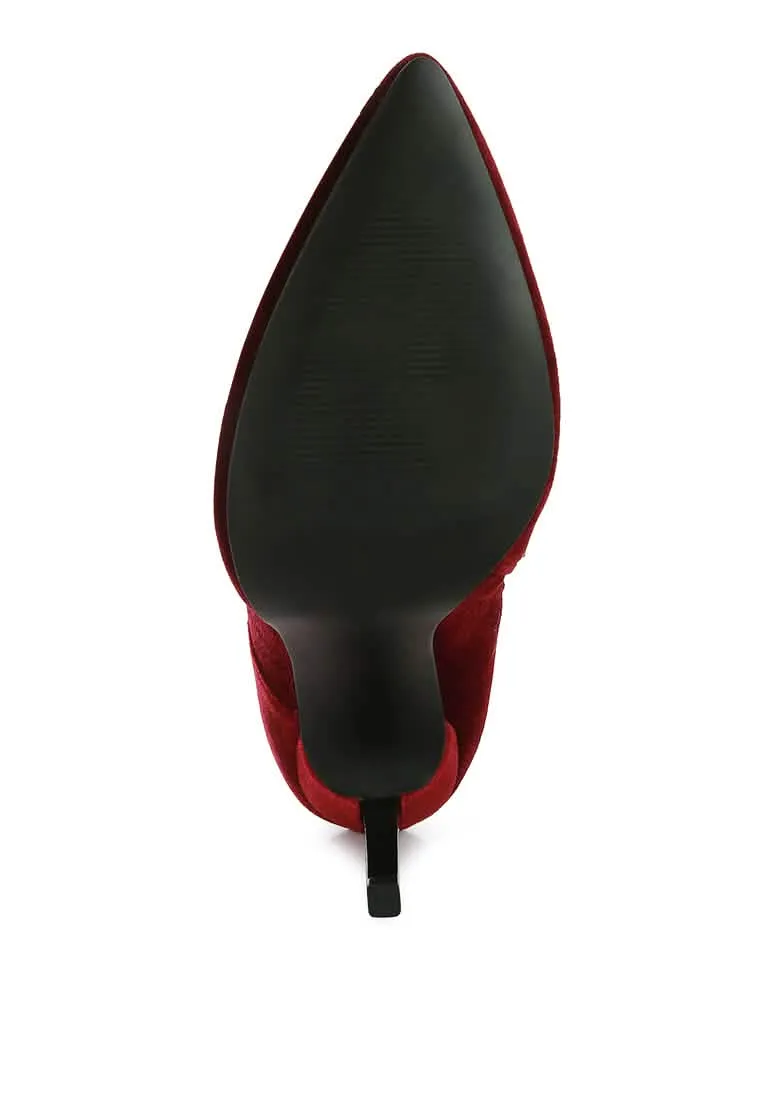 Sophisticated Velvet Stiletto Ankle Booties with Side Closure