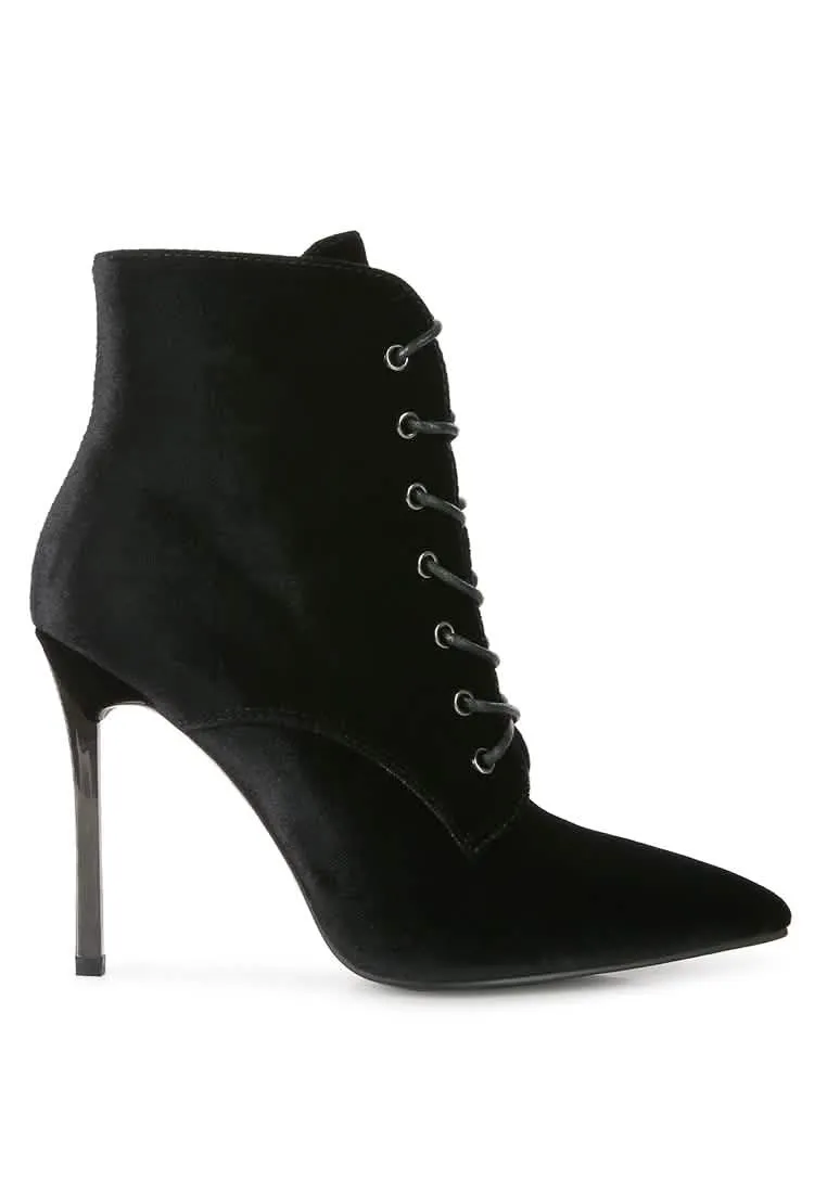 Sophisticated Velvet Stiletto Ankle Booties with Side Closure