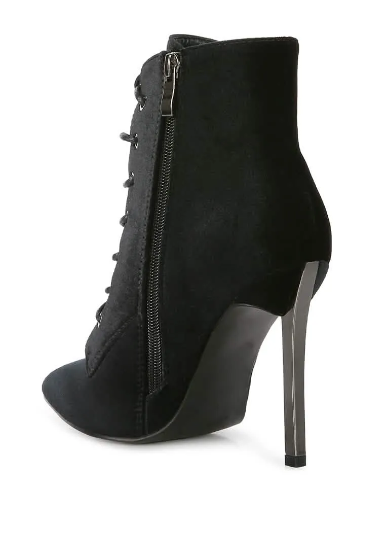 Sophisticated Velvet Stiletto Ankle Booties with Side Closure