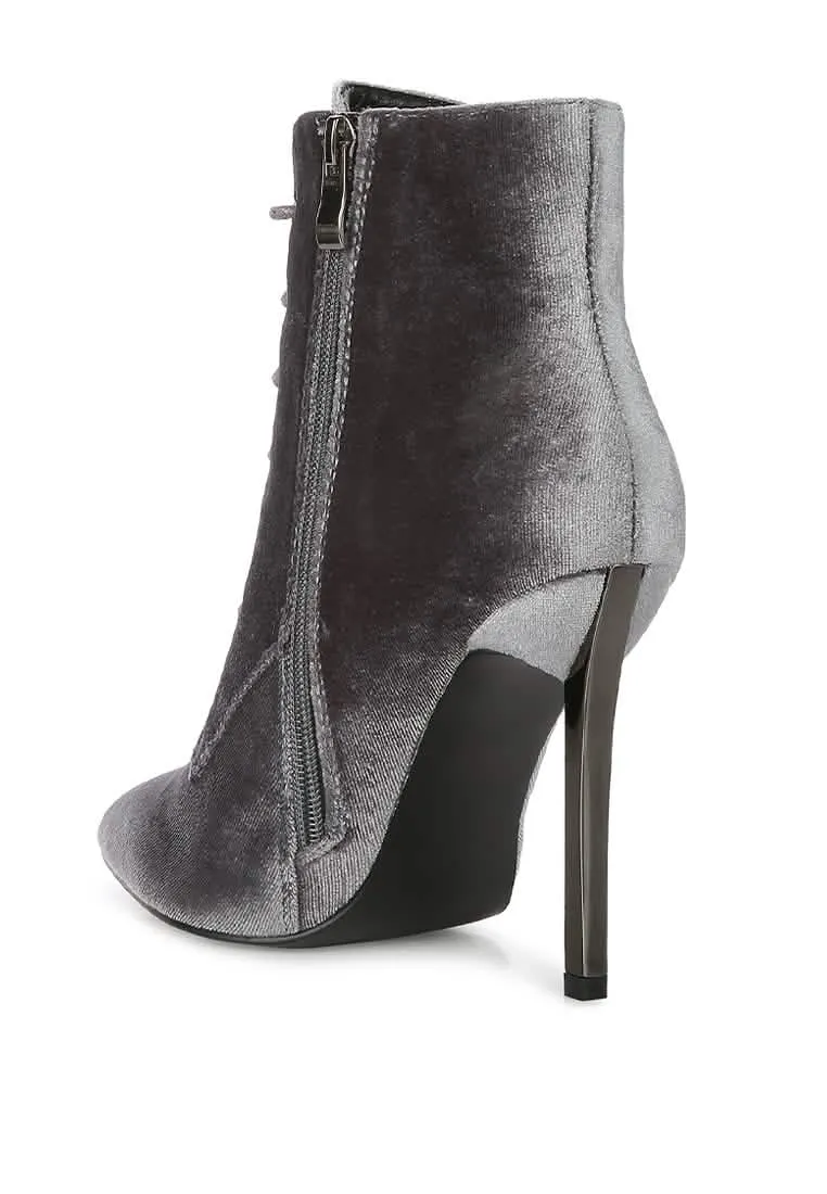 Sophisticated Velvet Stiletto Ankle Booties with Side Closure