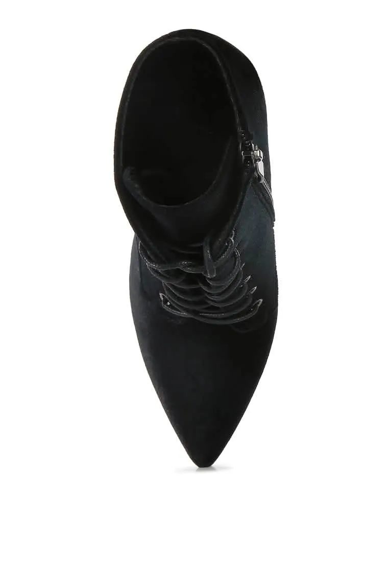 Sophisticated Velvet Stiletto Ankle Booties with Side Closure