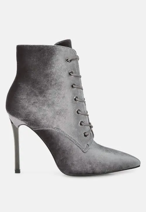 Sophisticated Velvet Stiletto Ankle Booties with Side Closure