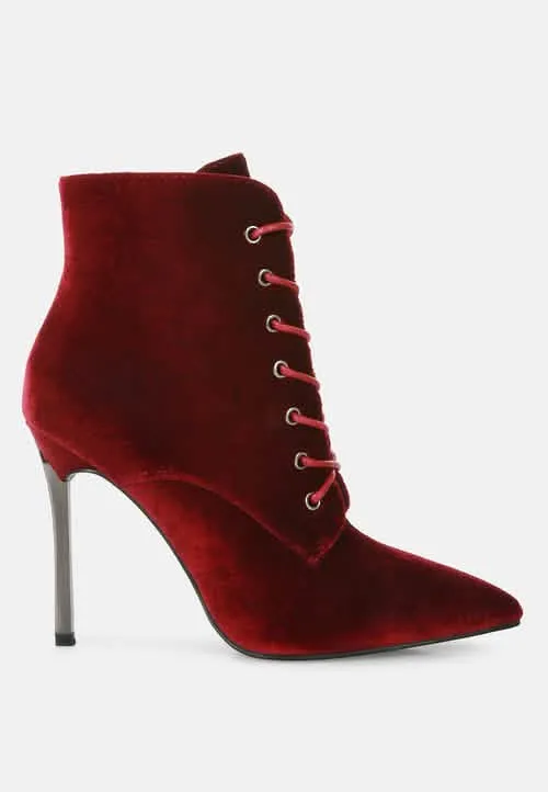 Sophisticated Velvet Stiletto Ankle Booties with Side Closure