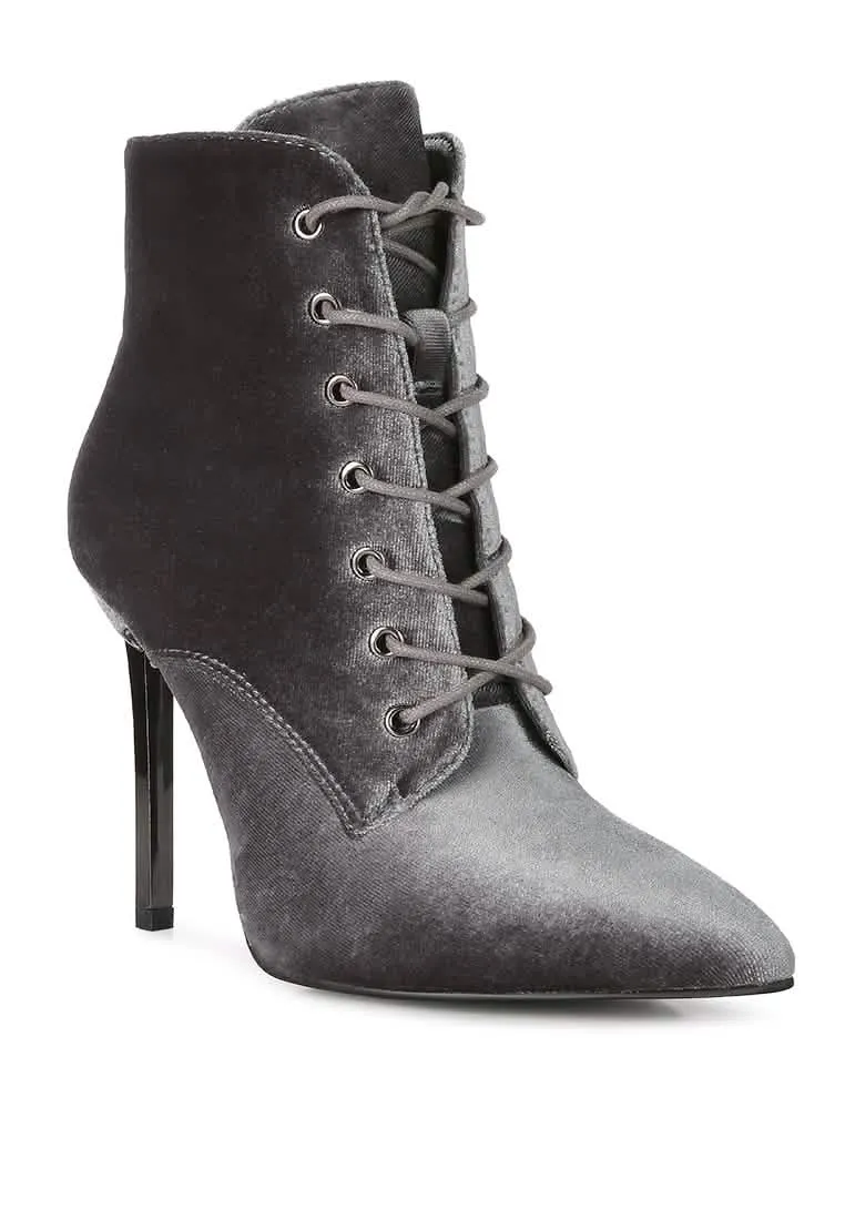 Sophisticated Velvet Stiletto Ankle Booties with Side Closure