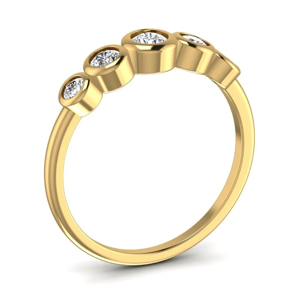 Sparkling Five Diamond Gold Ring