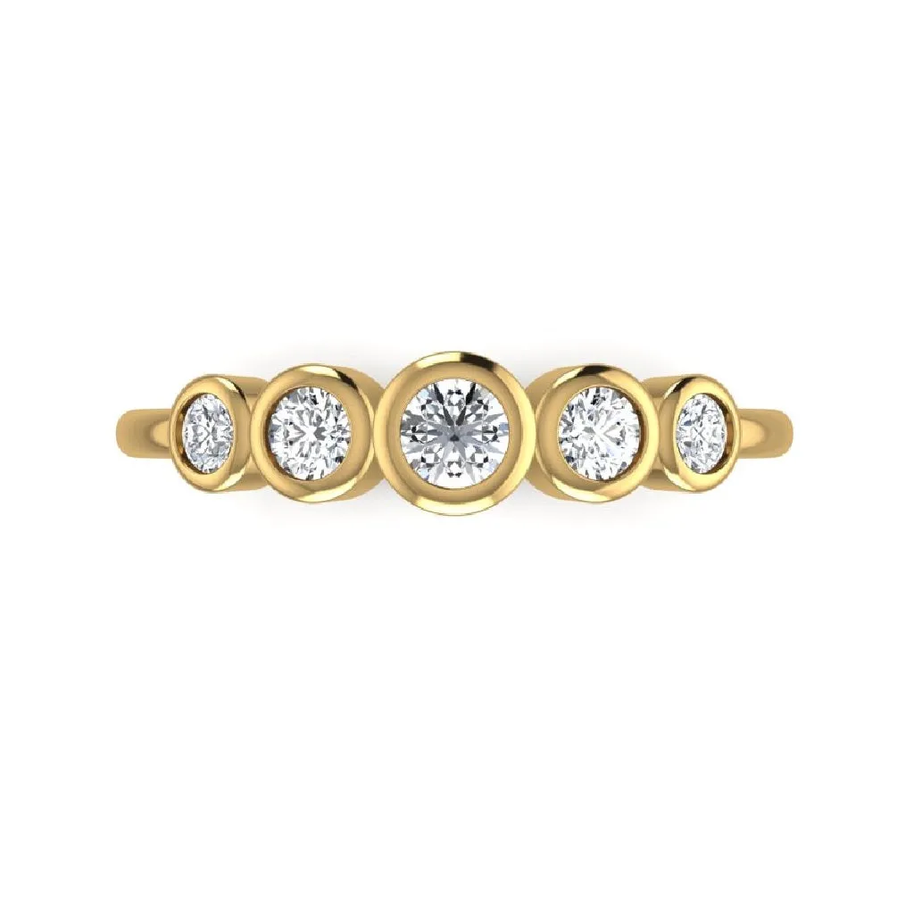 Sparkling Five Diamond Gold Ring