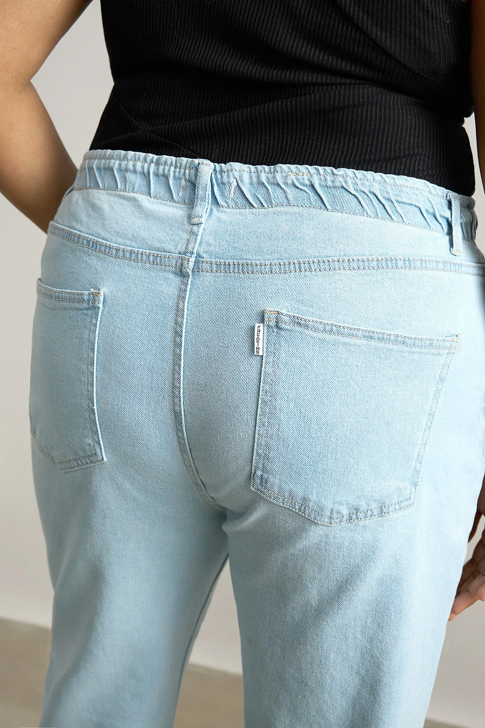 Stretchy Light Wash Mom Jeans