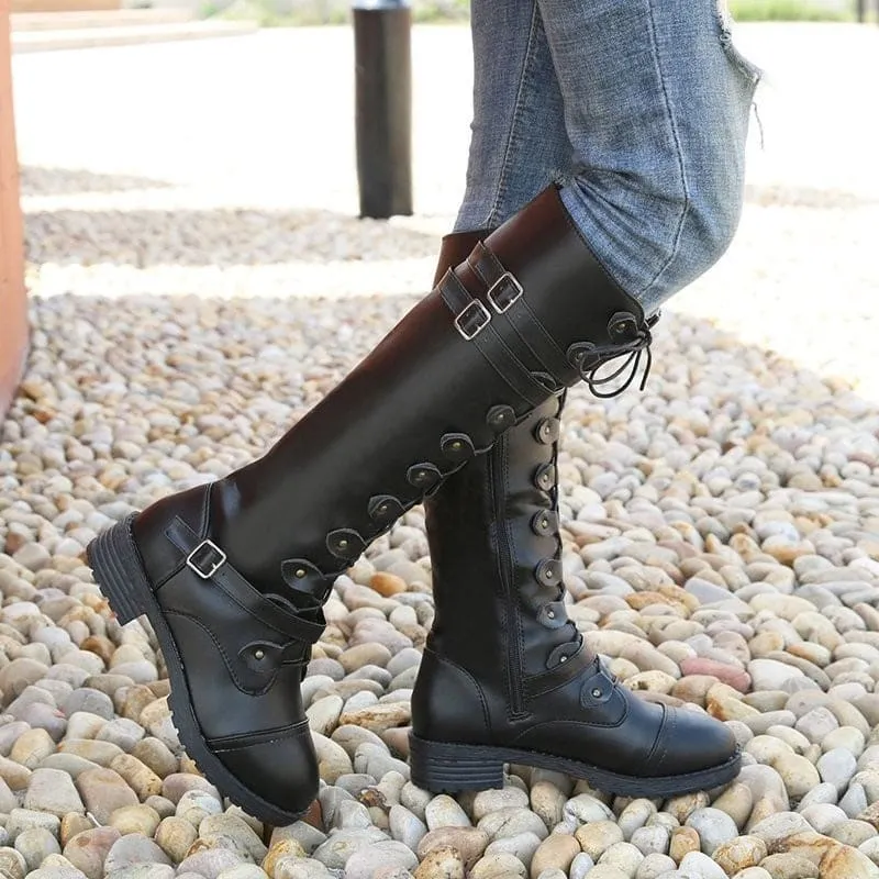 Stylish Women’s Knight Boots with Round Toe and Square Heel