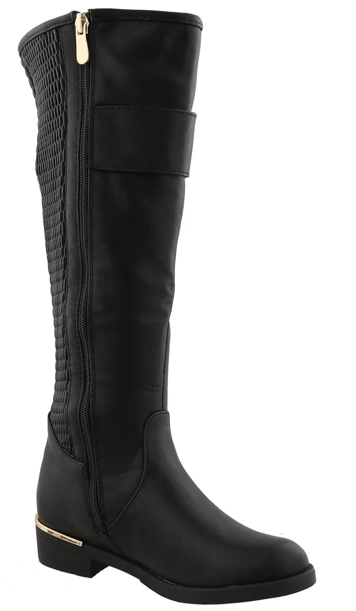 Top Moda Women's Knee High Double Buckle Riding Boot