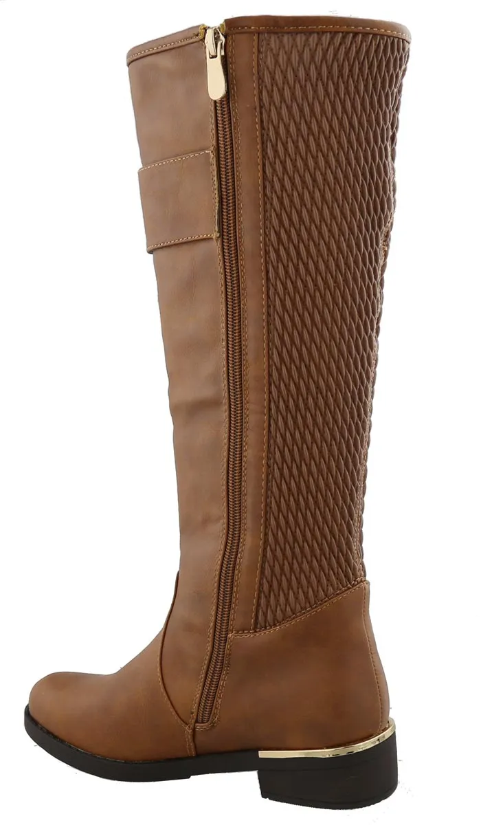 Top Moda Women's Knee High Double Buckle Riding Boot