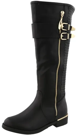 Top Moda Women's Knee High Double Buckle Riding Boot