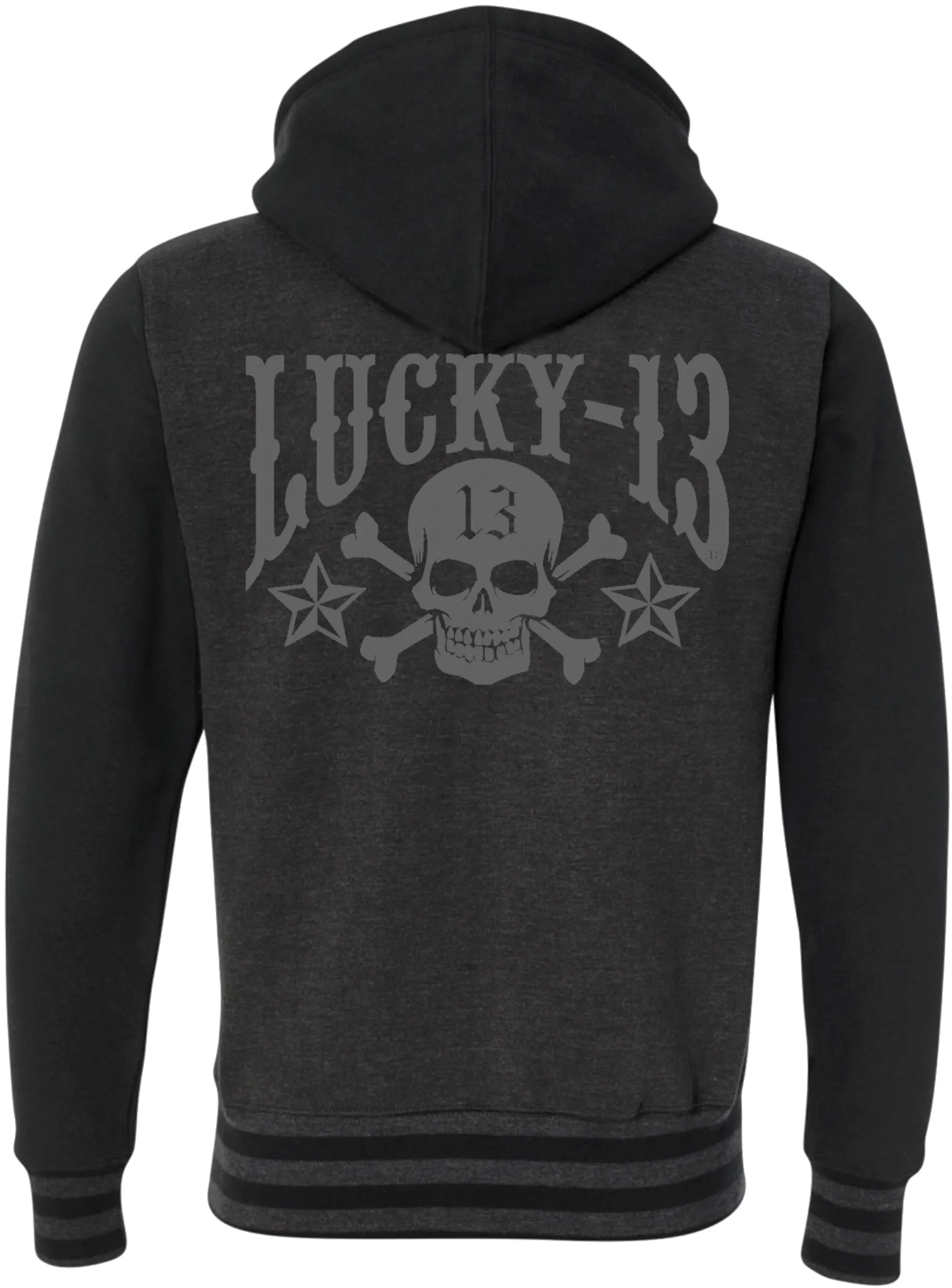 UNISEX Black/Charcoal Gray Skull Stars Hooligan Hoodie