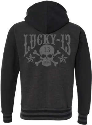 UNISEX Black/Charcoal Gray Skull Stars Hooligan Hoodie