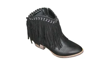 Very G Women's Juno Fringe Ankle Boot - Black VGLB0316