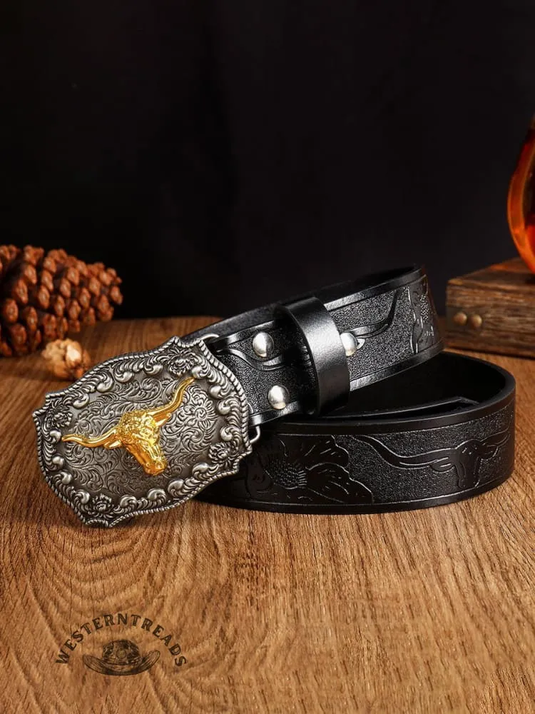 Vintage Western Cowboy Denim Buckle Belt