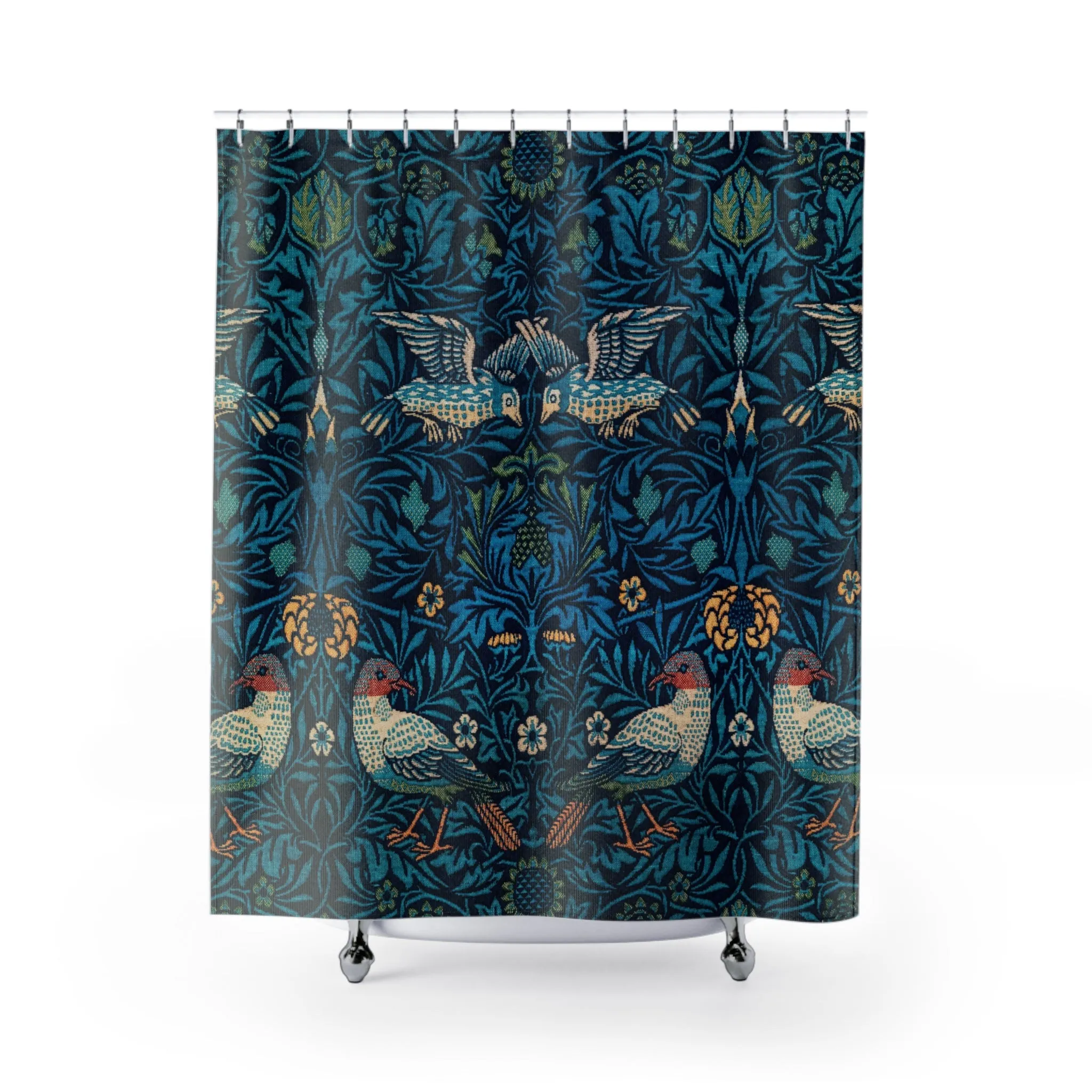 William Morris Birds Print Polyester Shower Curtain