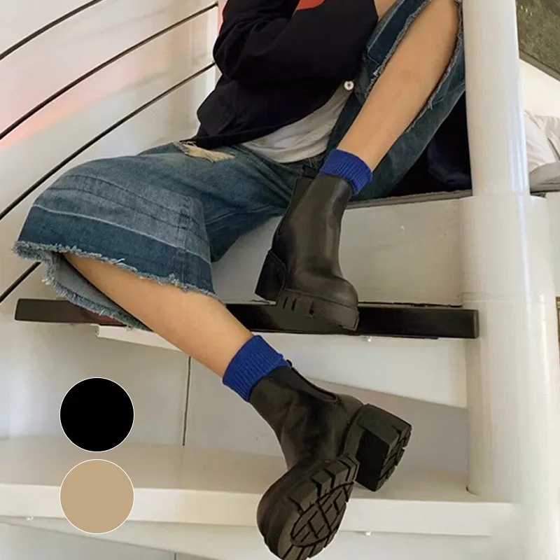 Womens Platform Elastic Slip on Ankle Boots