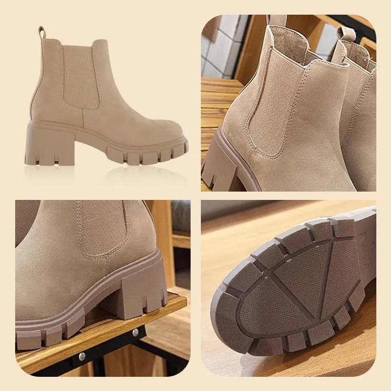 Womens Platform Elastic Slip on Ankle Boots