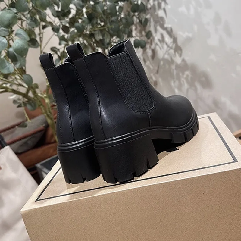 Womens Platform Elastic Slip on Ankle Boots