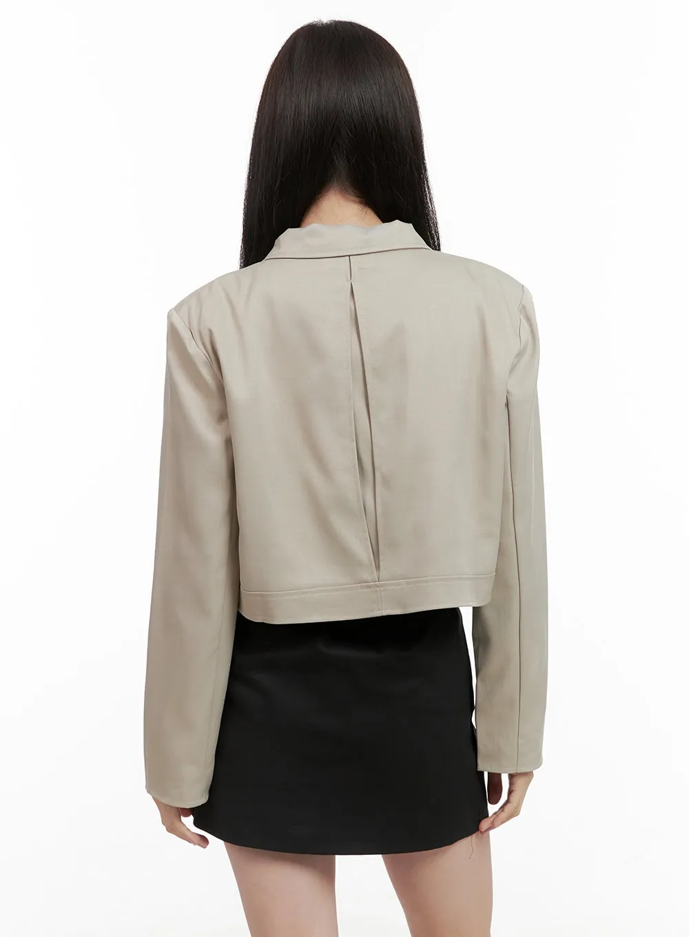 Zip-Up Solid Crop Jacket OG419