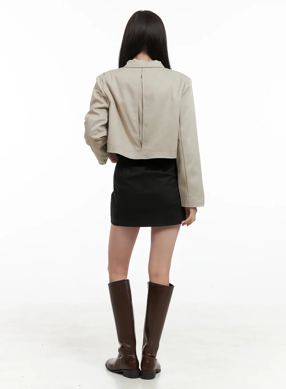 Zip-Up Solid Crop Jacket OG419