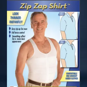 Zip Zap Shirt for Men: Instant Slimming and Posture Support (Large)